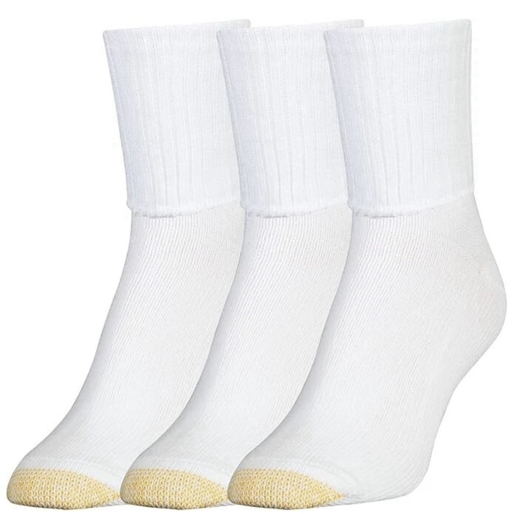 Gold Toe Bermuda Crew Socks Womens 9-11 White Cotton Lot of 3 NWT USA